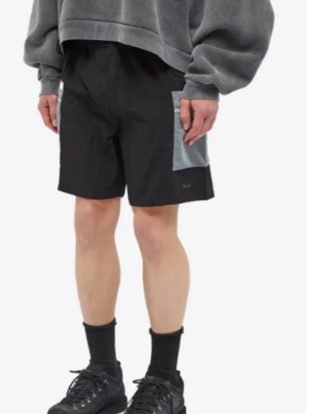 Adsum Cargo Nylon Trail Shorts Black Gray S